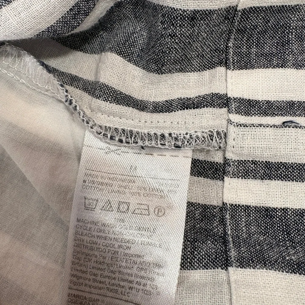 Gap Linen Stripe Wrap Midi Skirt Size M Academia Coastal Preppy Nautical Pockets
